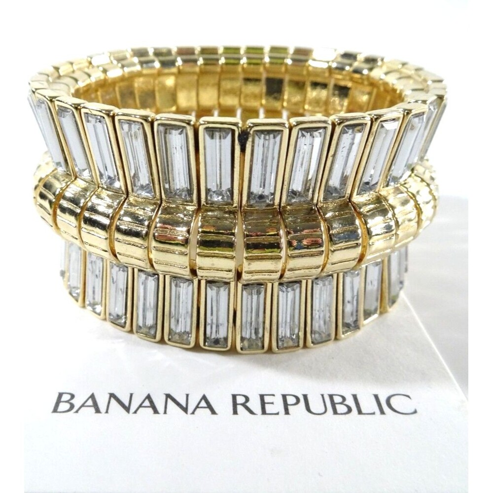 Banana Republic Baguette Gold crystal Shimmer Shine Glamour Bracelet NWT 79